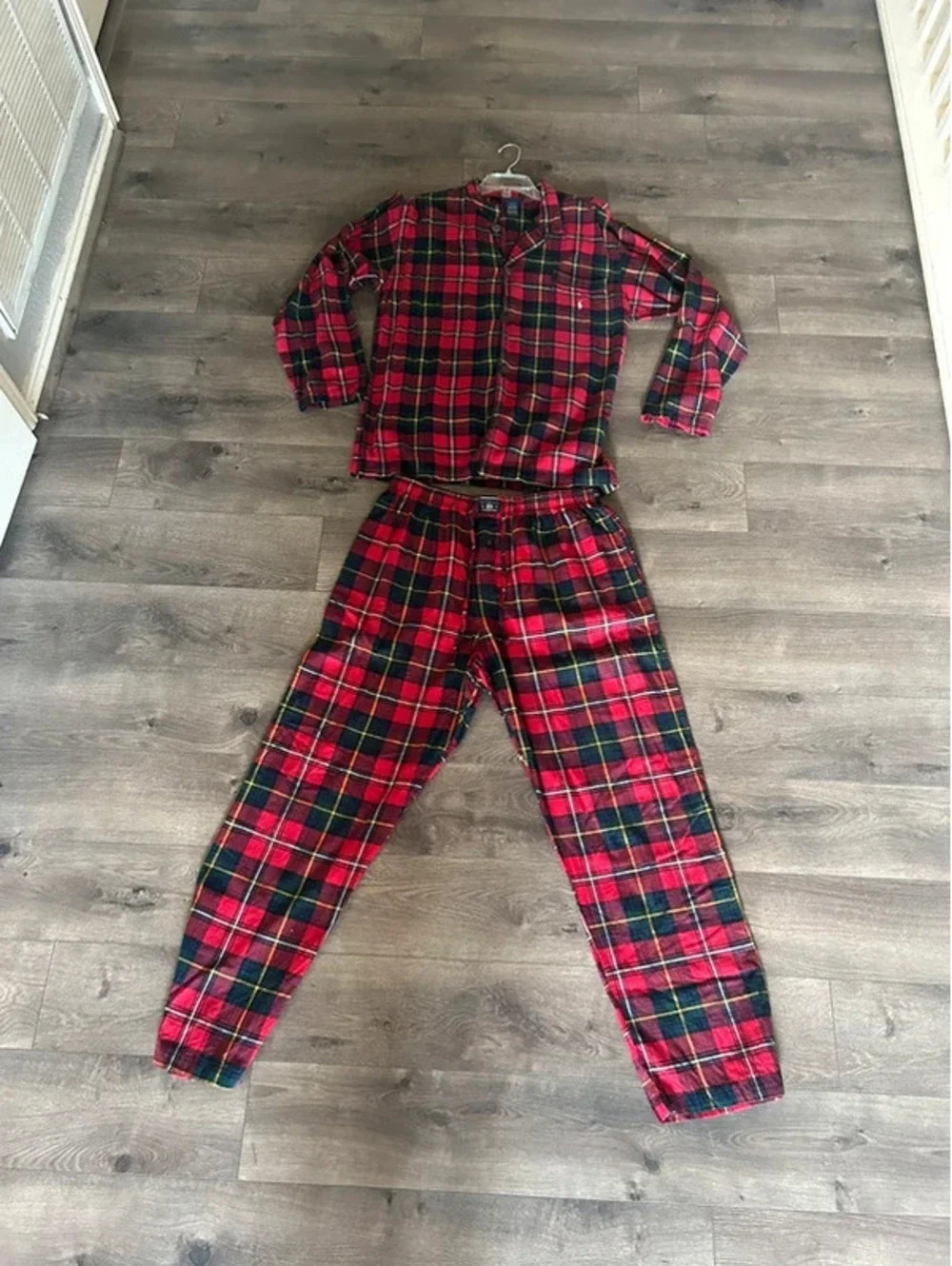 Polo Ralph Lauren red, black, and yellow plaid flannel pajama set